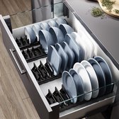 Organisateur de tiroir de cuisine | Lot de 2 | Pour bols et plats | Séparateur de tiroir | Armoire de cuisine | Design moderne