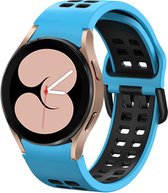 Bracelet Strap-it Smartwatch - bracelet sport carré parfaitement ajusté pour Samsung Galaxy Watch 4 / Galaxy Watch 4 Classic / Samsung Galaxy Watch 5 / Galaxy Watch 5 Pro - bleu clair/noir