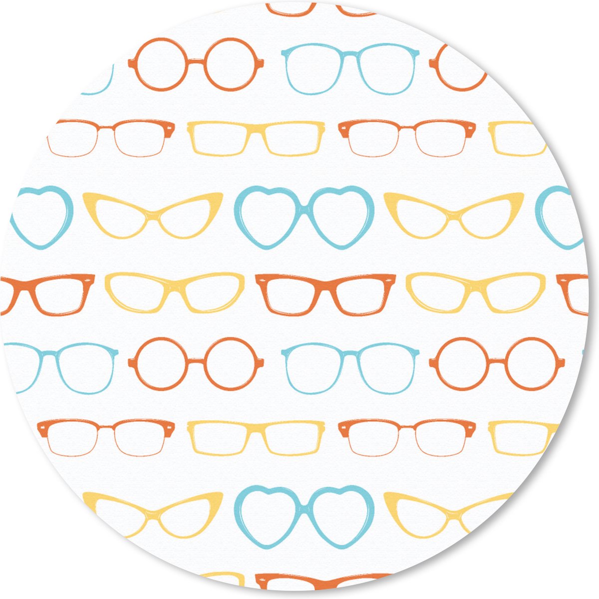 Muismat rond 30x30 cm - Mousepad Brillen - kleuren - Patroon - Ronde muismatten