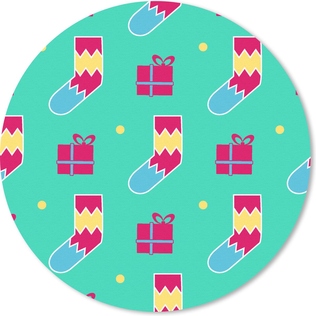Muismat rond 40x40 cm - Mousepad Sokken - Cadeau - Patroon - Ronde muismatten