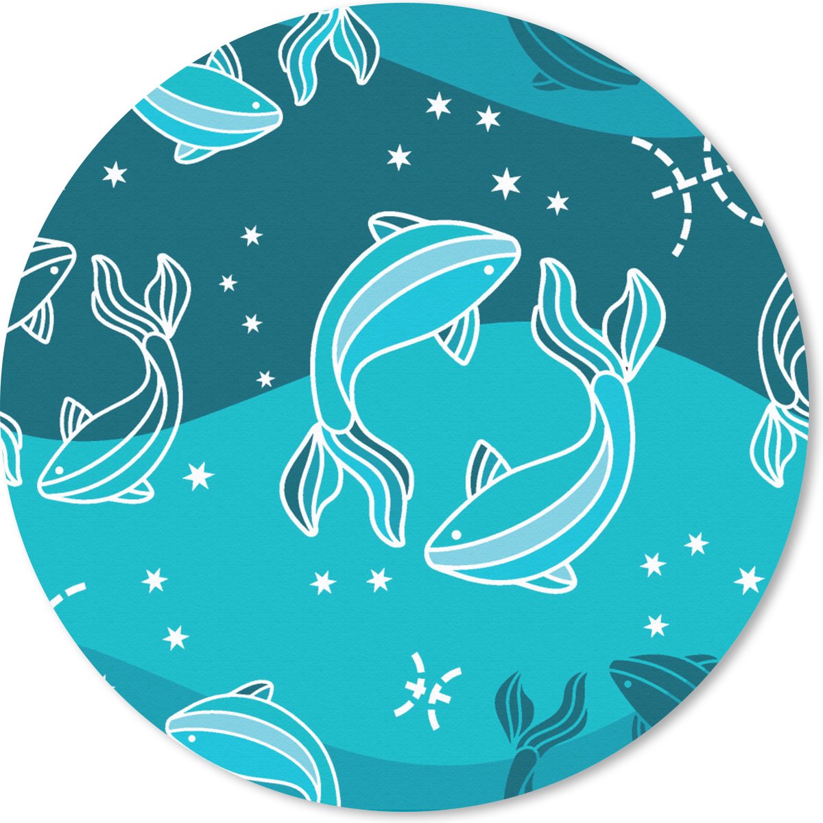 Muismat rond 50x50 cm - Mousepad Vissen - Zodiac - Design - Ronde muismatten