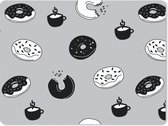 Muismat Groot - Donut - Patronen - Koffie - Zwart Wit - 40x30 cm - Mousepad - Muismat