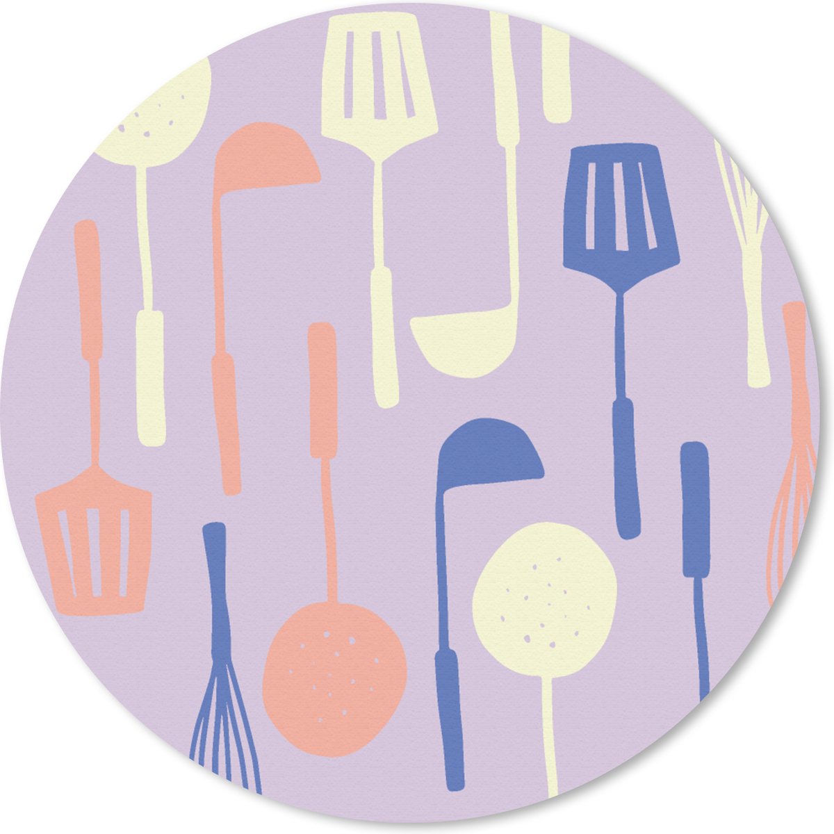 Muismat rond 20x20 cm - Mousepad Patronen - Keukengerei - Spatel - Garde - Ronde muismatten