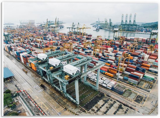 WallClassics - Panneau de mousse PVC - Port avec de nombreux conteneurs - Photo 40x30 cm sur panneau de mousse PVC