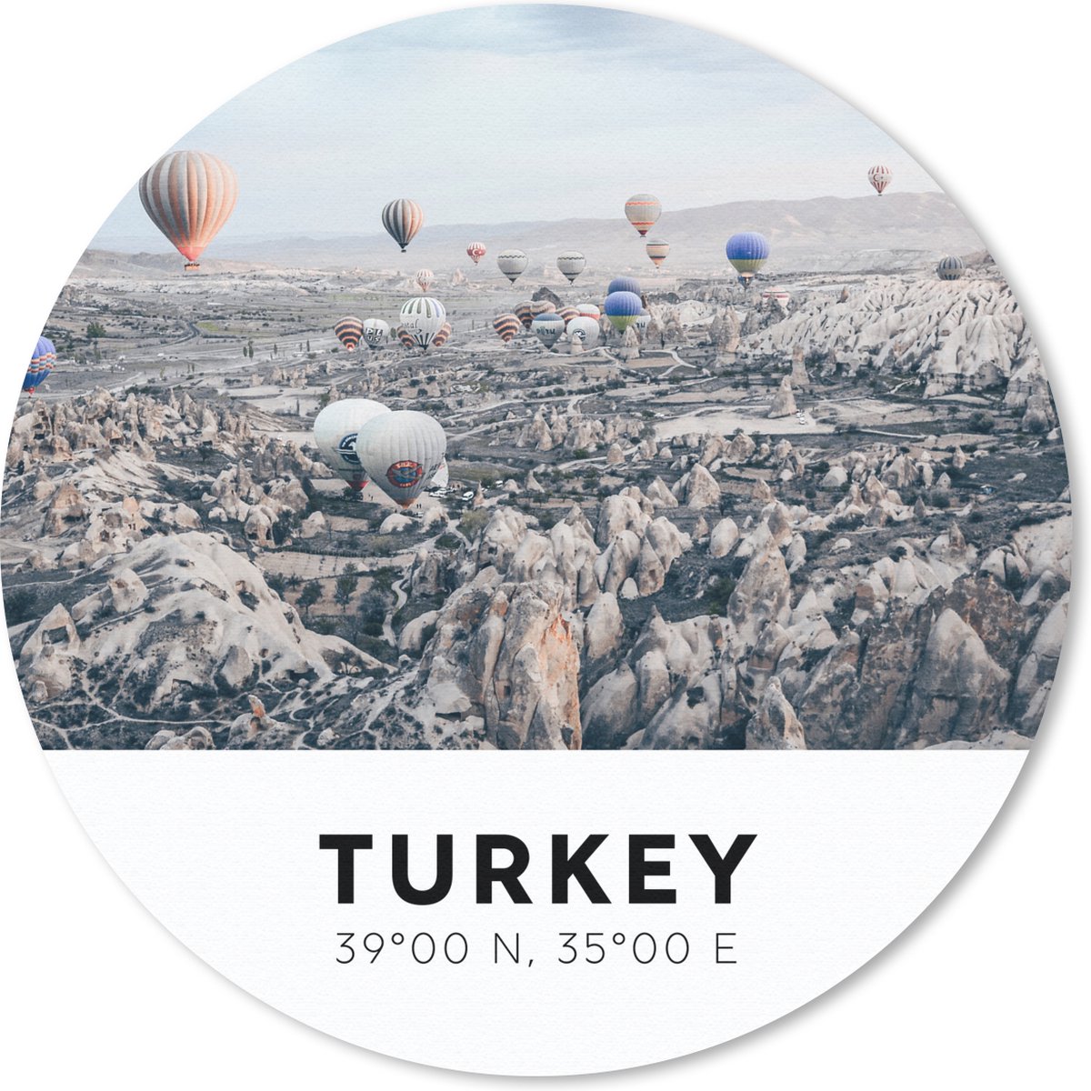 Muismat rond 30x30 cm - Mousepad Turkije - Luchtballon - Cappadocië - Ballon - Ronde muismatten