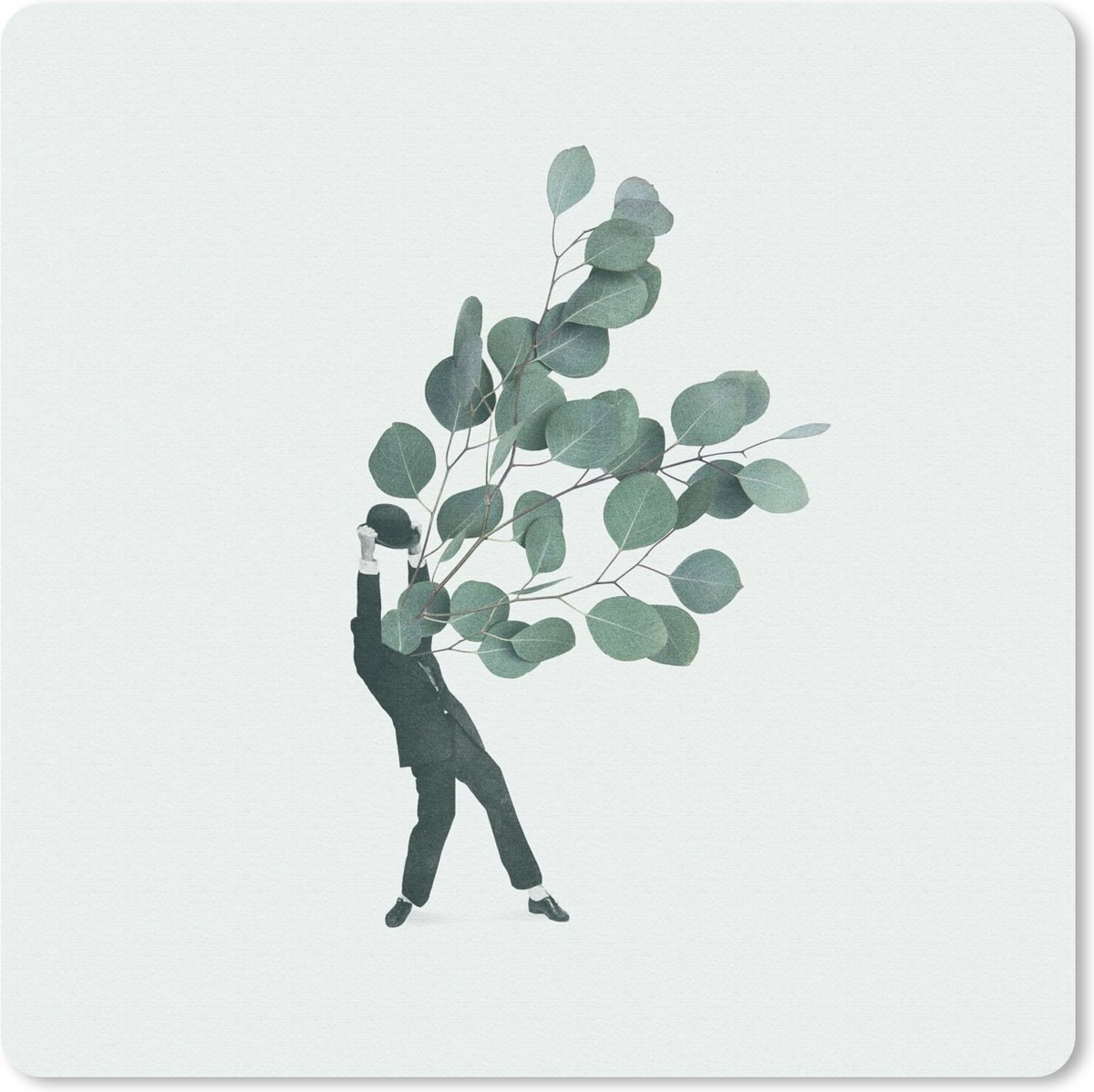 Muismat 20x20 cm - Mousepad Ballon - Man - Retro - Muismatten