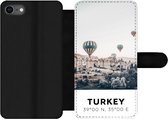 Bookcase Geschikt voor iPhone 7 telefoonhoesje - Luchtballon - Turkije - Zomer - Grijs - Met vakjes - Wallet case met magneetsluiting