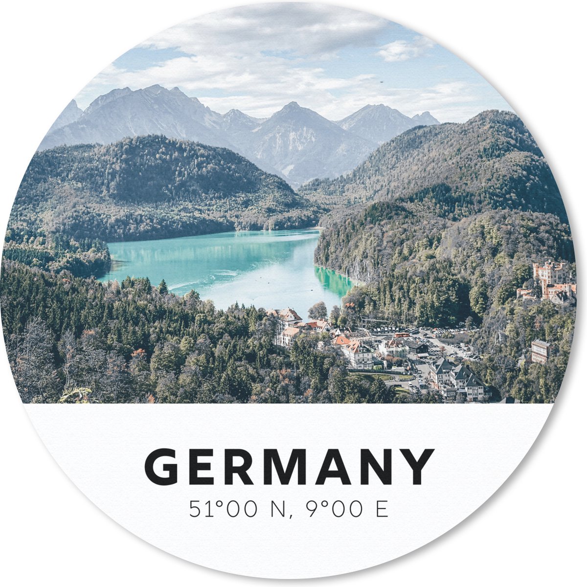 Muismat rond 50x50 cm - Mousepad Duitsland - Meer - Bergen - Ronde muismatten