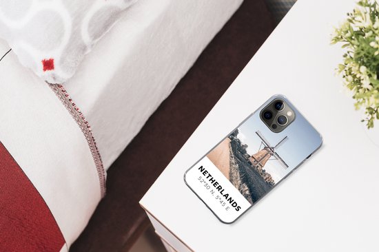 Coque iPhone 13 Pro - Pays- Nederland - Moulin à vent - Pâturage - Coque en Siliconen téléphone