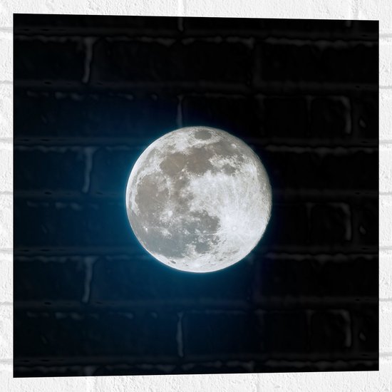 WallClassics - Muursticker - Maan in Blauw/Zwarte Lucht - 50x50 cm Foto op Muursticker