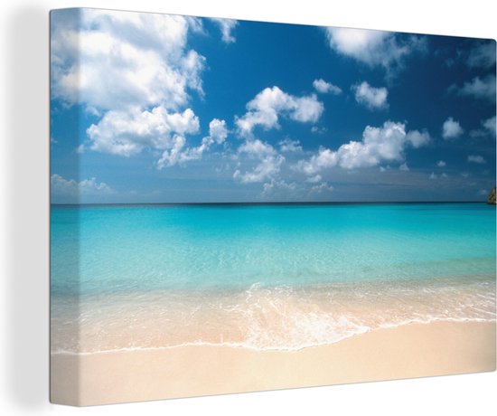 Canvas Schilderij Zomer - Strand - Curaçao - 30x20 cm - Wanddecoratie