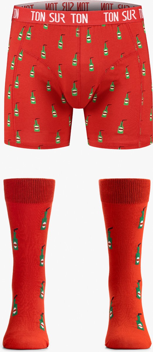 Ton Sur Ton - Kerstcadeau voor mannen - Cadeau voor man - Boxershort Heren - Rietadt - Rietbak L/41-46- Sokken en Boxershort