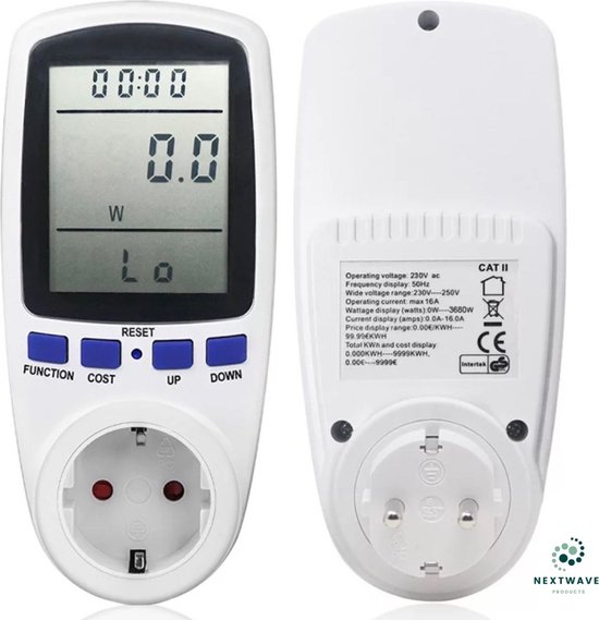 Grundig Energie Vebruiksmeter KwH Meter Voor Stopcontact Energieverbruiksmeter Kostenbesparing Electriciteit Max 3680w Lcd Display 1035420096