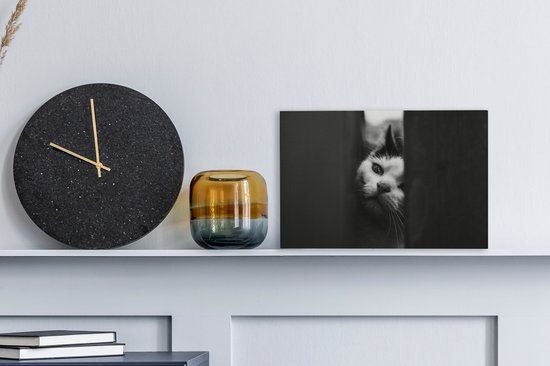 Profil animalier tricherie chat en toile noir et blanc 2cm 30x20 cm - petit - Tirage photo sur toile (Décoration murale salon / chambre)