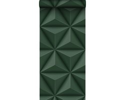 Origin Wallcoverings eco-texture vliesbehang grafisch 3D motief donkergroen - 347818 - 0,53 x 10,05 m