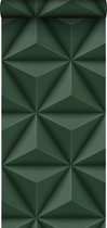 Origin Wallcoverings eco-texture vliesbehang grafisch 3D motief donkergroen - 347818 - 0,53 x 10,05 m