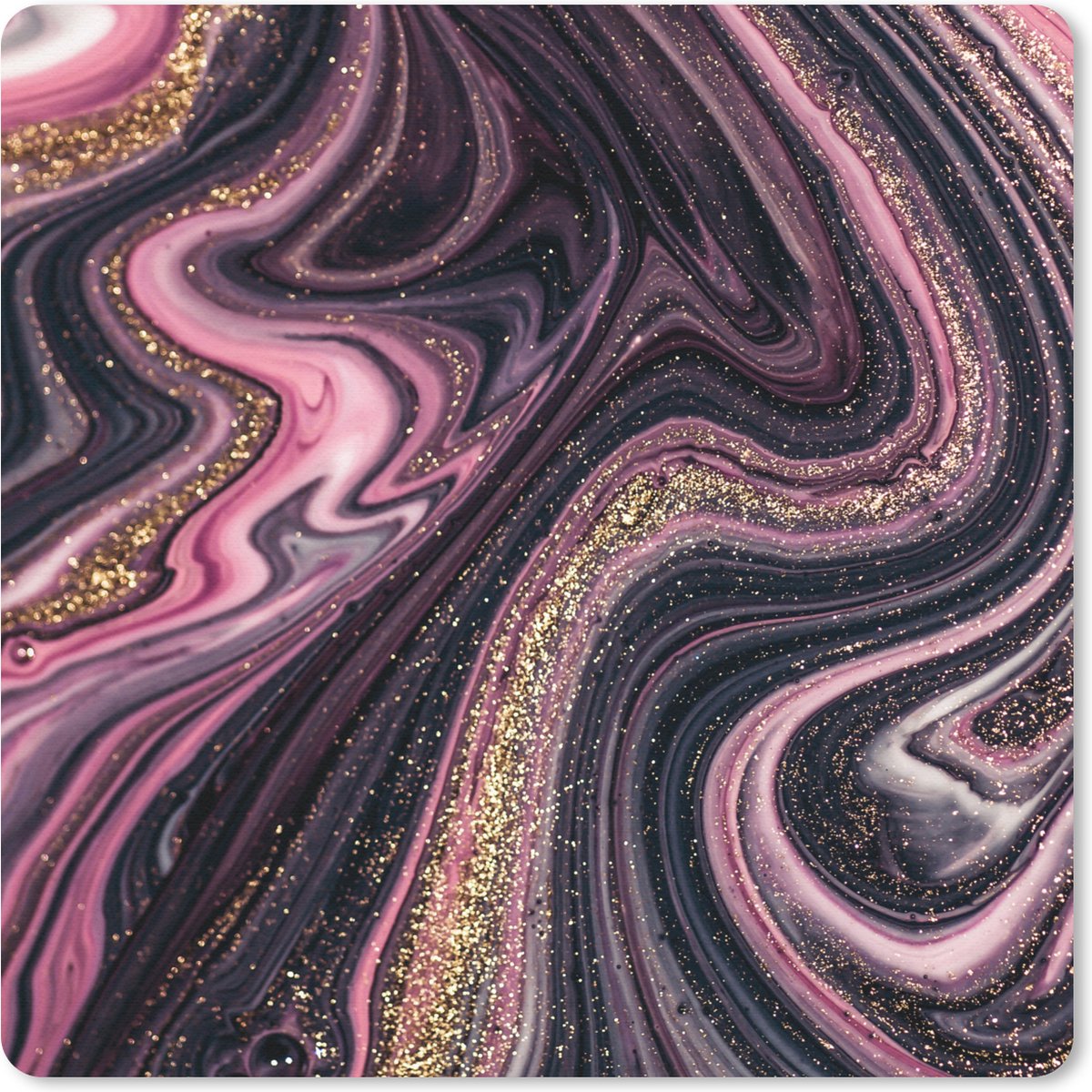 Muismat 30x30 cm - Mousepad Marmerlook - Roze - Paars - Goud - Luxe - Marmer print - Muismatten