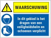 Waarschuwing veiligheidshelm en -schoenen verplicht bord 280 x 210 mm - kunststof