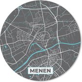 Muismat - Mousepad - Rond - Kaart – Plattegrond – Stadskaart – Menen – België - Grijs - 50x50 cm - Ronde muismat