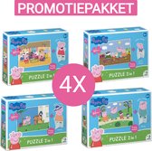 PROMOTIEPAKKET - 4 X Peppa Pig Puzzel met Speelfiguren- 60 stukjes - 23x32 cm - Peppa Pig speelgoed 4+ - Kinderpuzzel 4 jaar