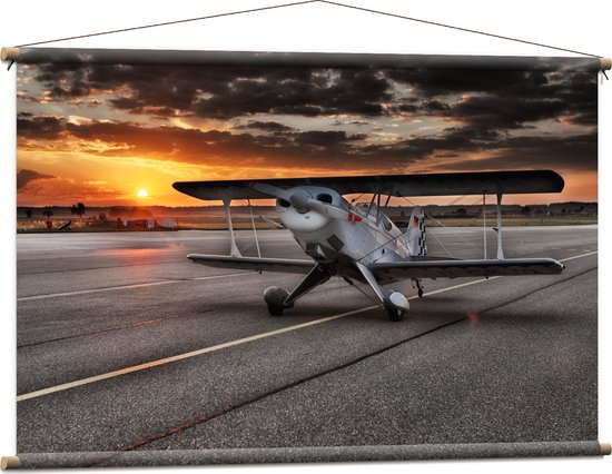 WallClassics - Affiche Textile - Klein Avion sur Piste - 120x80 cm Photo sur Textile