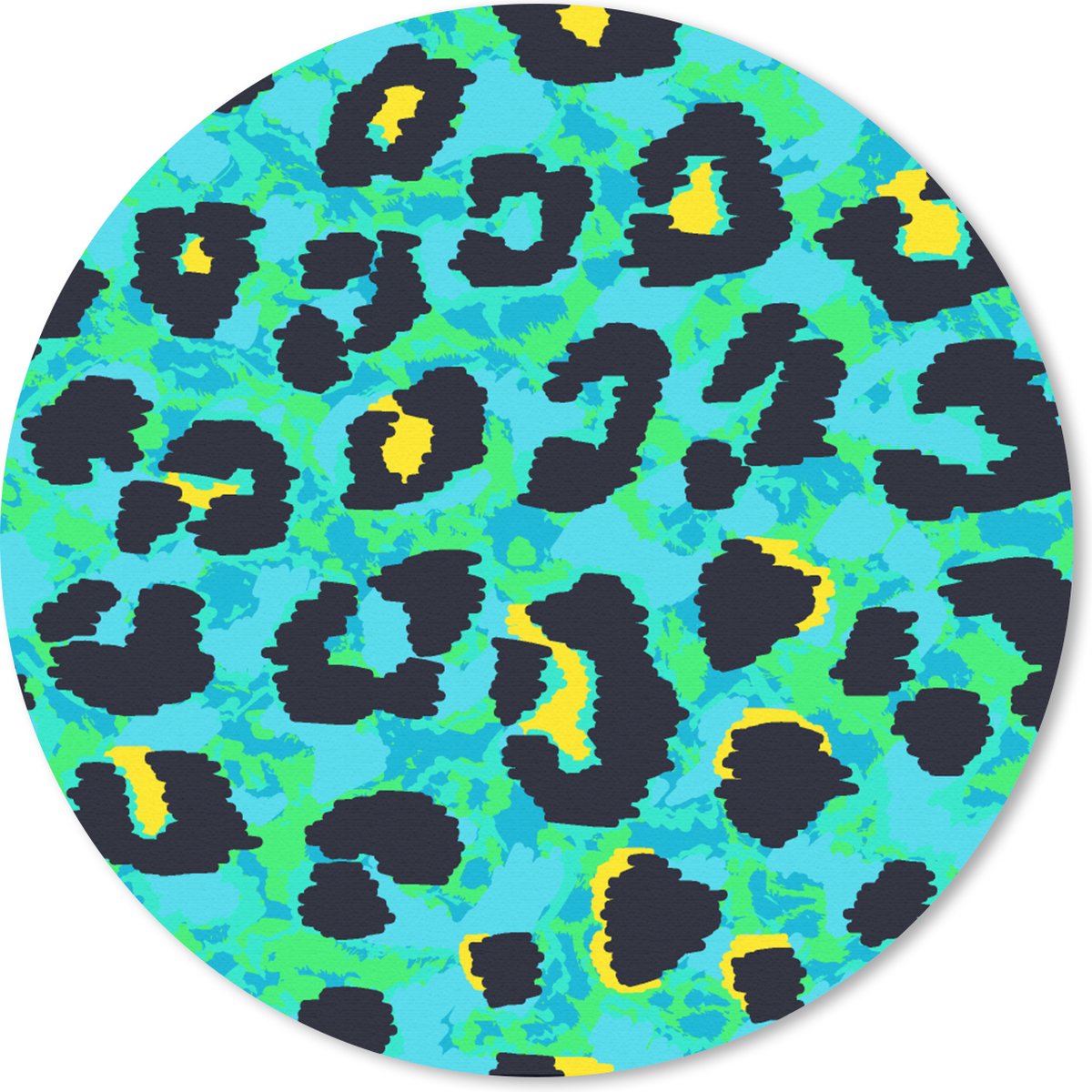 Muismat rond 50x50 cm - Mousepad Panterprint - Neon - Dieren - Design - Ronde muismatten