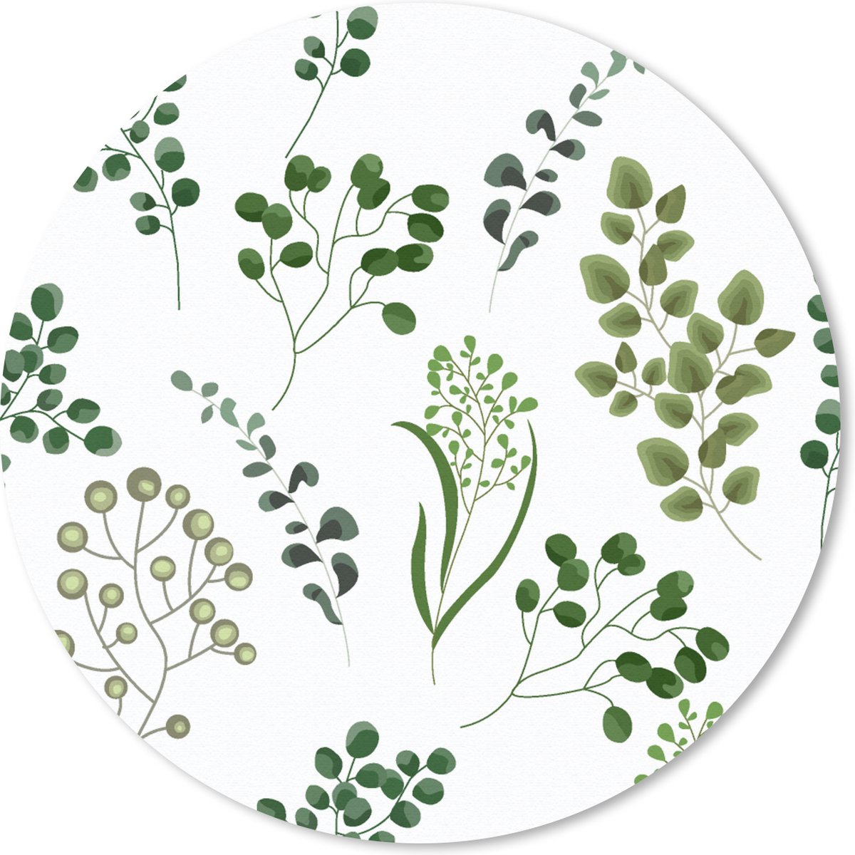 Muismat rond 20x20 cm - Mousepad Kruiden - Eucalyptus - Design - Ronde muismatten