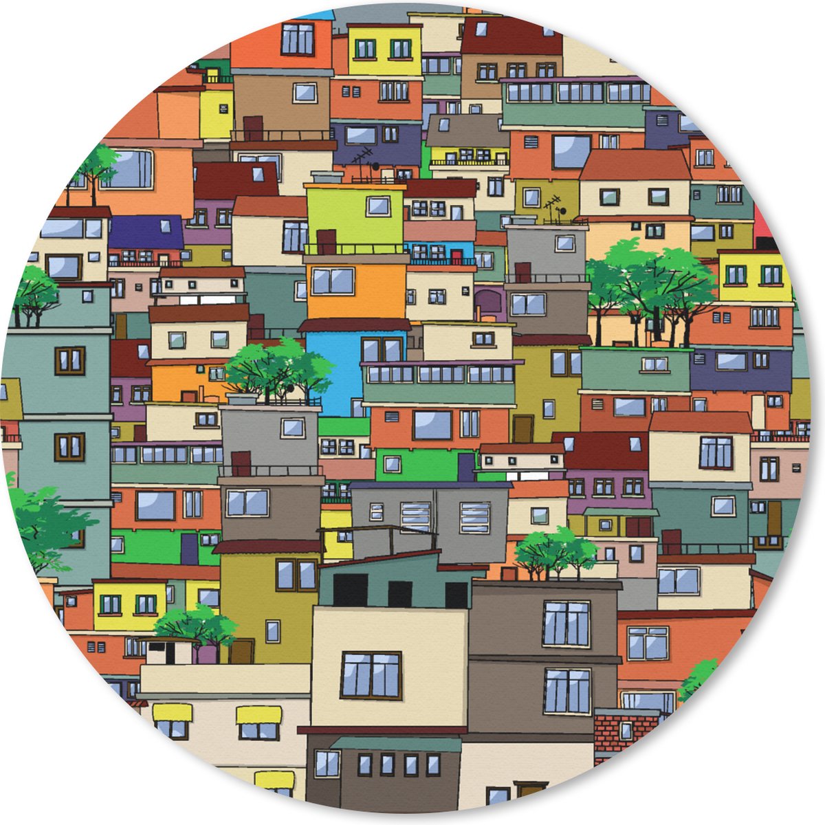 Muismat rond 30x30 cm - Mousepad Patronen - Gebouwen - Zentangle - Ronde muismatten