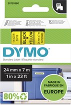 DYMO originele D1 labels | Zwarte Tekst op Geel Label | 24 mm x 7 m | Zelfklevende etiketten voor de LabelManager labelprinter | gemaakt in Europa
