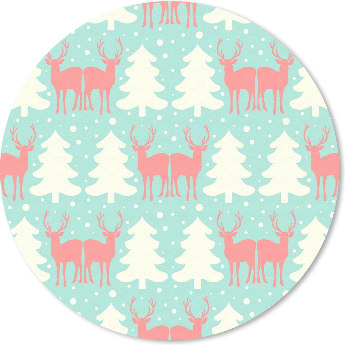Muismat rond 30x30 cm - Mousepad Hert - Patroon - Roze - Ronde muismatten