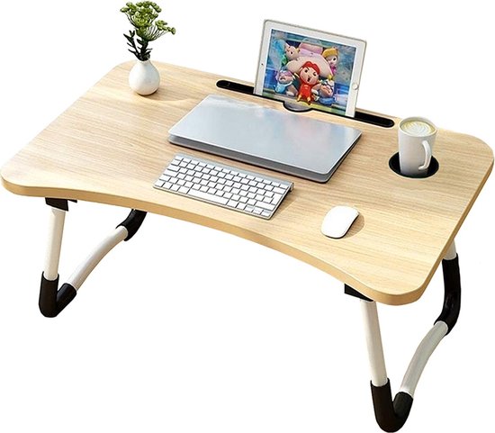 Opklapbare laptoptafel voor bed, standaard : Willekeurig geleverd: lichtbruin of donkerbruin.
