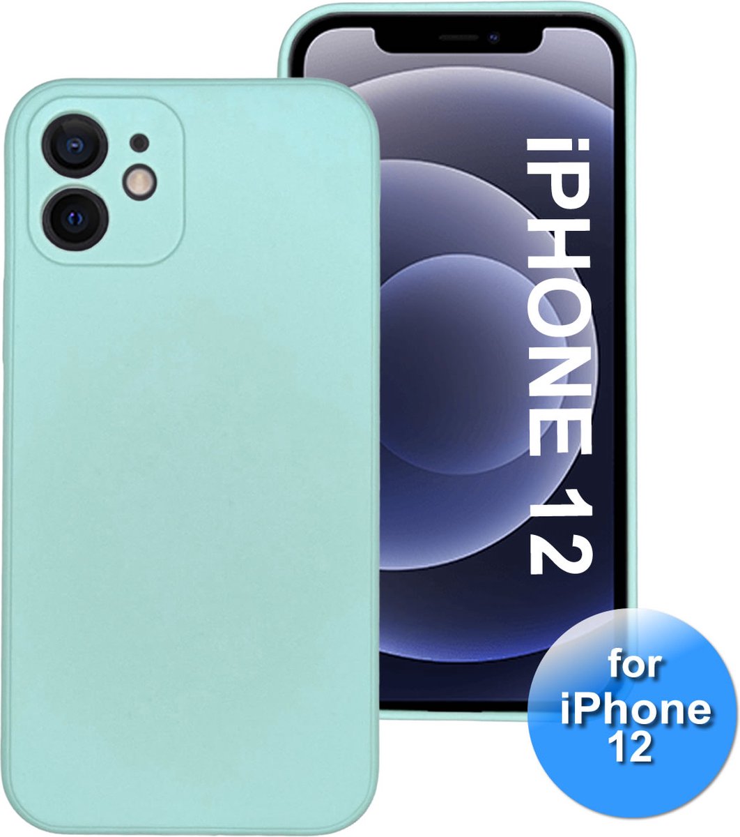 Hoesje geschikt voor iPhone 12 - telefoonhoesje - Back Cover - Siliconen - Mint Groen