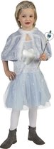 Funny Fashion - Elfen Feeen & Fantasy Kostuum - Blauwe IJskoningin Corazon - Meisje - Blauw - Maat 98 - Carnavalskleding - Verkleedkleding