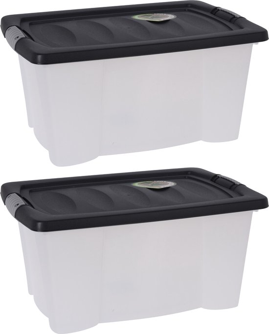 LOVE IT STORE IT Premium 2 stuks opbergdozen met deksel M, van linnen stof, set van 2 medium kisten, stabiel, beige, elk 50 x 33 x 16 cm