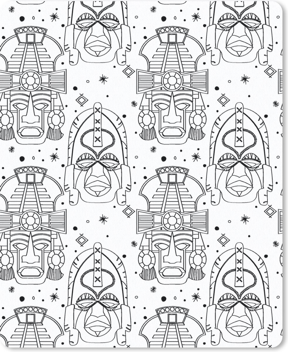 Muismat 19x23 cm - Mousepad Inca - Rituelen - Maskers - Patroon - Muismatten