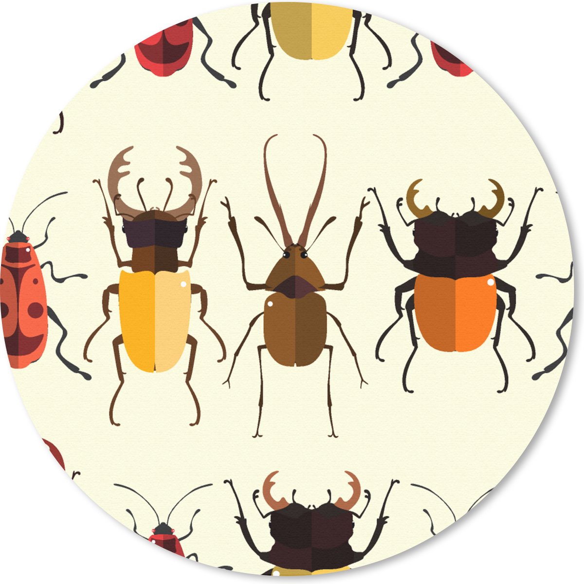 Muismat rond 50x50 cm - Mousepad Kever - Patronen - Insecten - Ronde muismatten