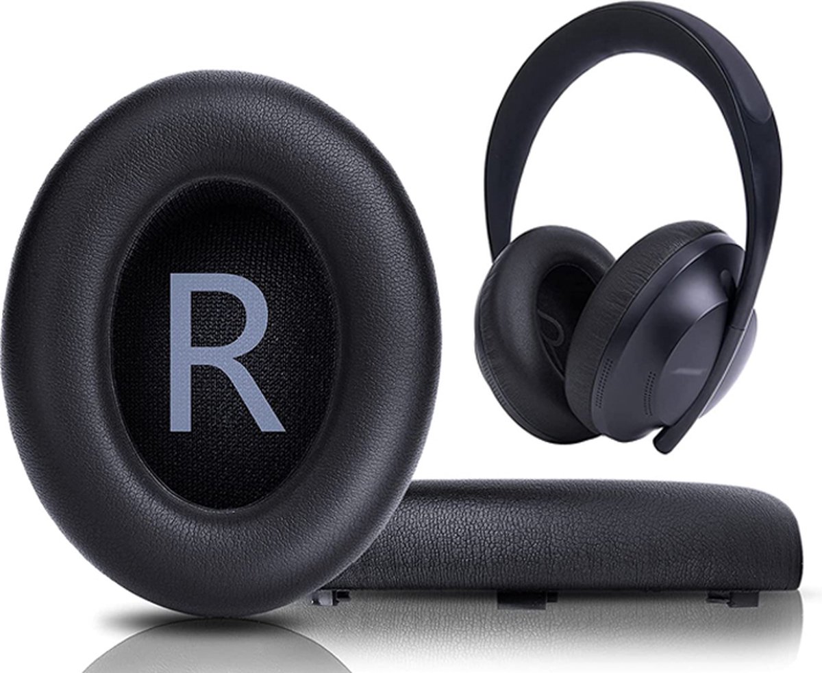 Lederen Koptelefoon Oorkussens Geschikt voor Bose NC 700 – Memory Foam Earpads Set – Zwart