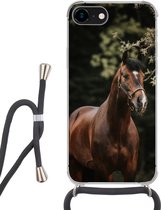 Coque avec cordon iPhone 8 - Cheval - Branches - Portrait - Siliconen - Bandoulière - Coque arrière avec cordon - Coque téléphone avec cordon - Coque avec corde