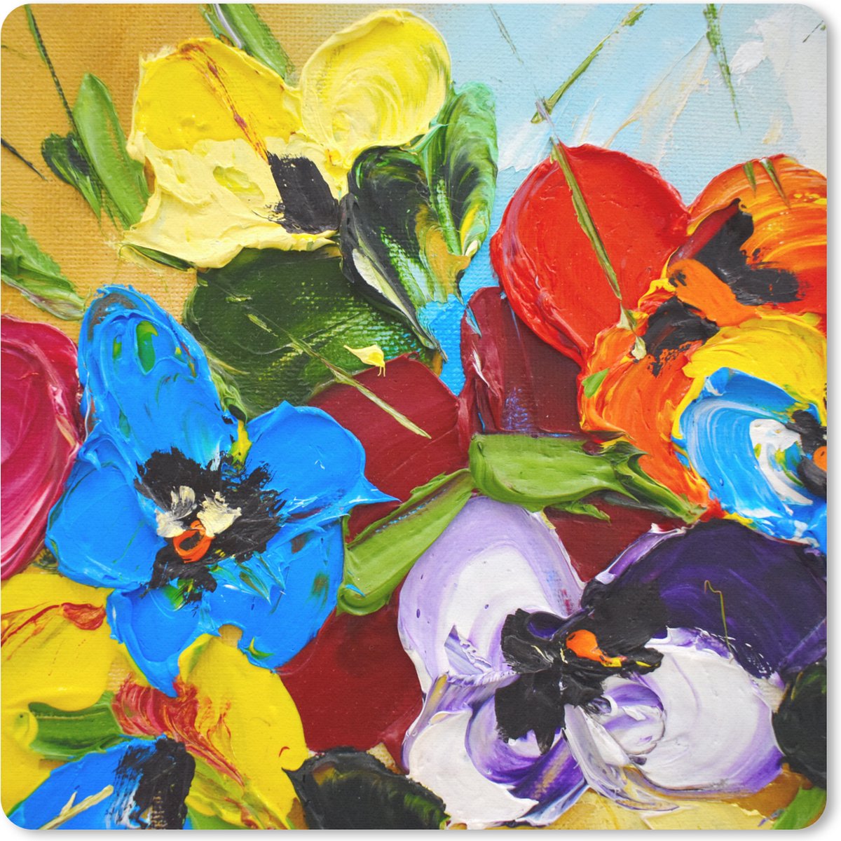 Muismat 20x20 cm - Mousepad Olieverf - Schilderij - Bloemen - Muismatten