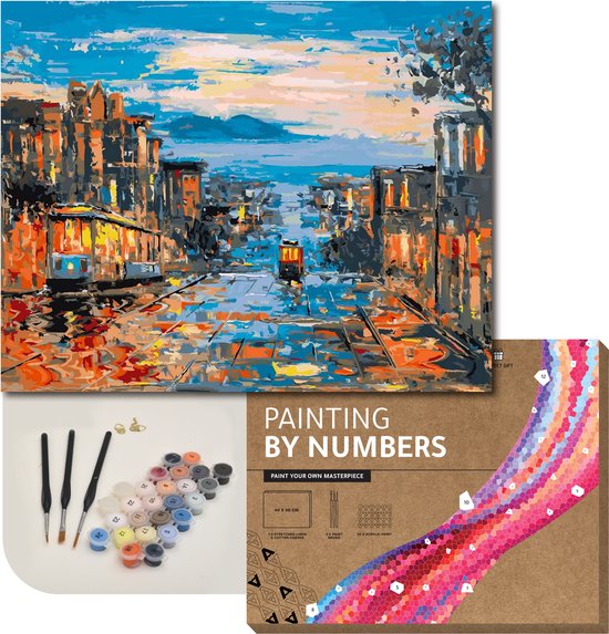 ARTECO® Schilderen Op Nummer – Painting By Numbers – Volwassenen + Kinderen – Met Frame – San Francisco - Cadeau