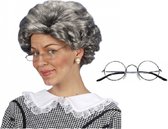Widmann - Ensemble de costume de carnaval de grand-mère Sarah perruque et lunettes - poupée des années 50