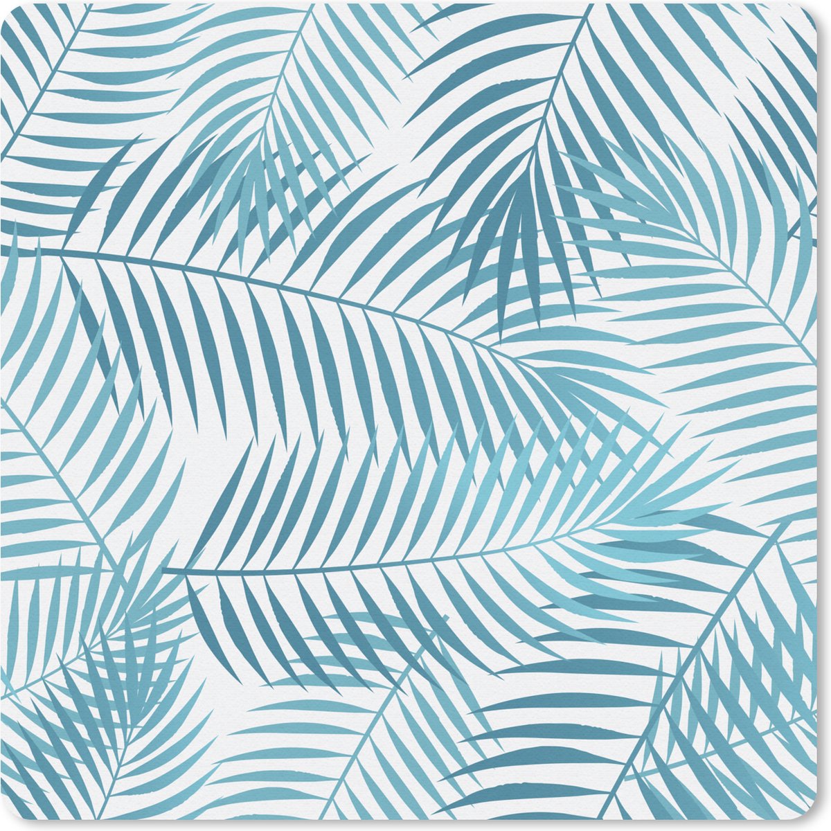 Muismat 30x30 cm - Mousepad Palmblad - Vintage - Blauw - Muismatten