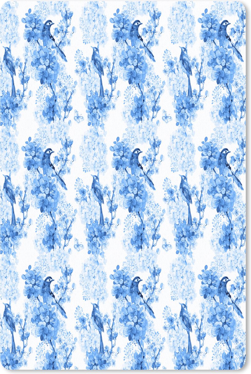 Muismat 18x27 cm - Mousepad Bloemen - Bloesem - Collage - Blauw - Muismatten