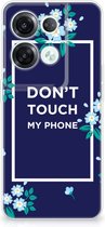 Telefoon Hoesje OPPO Reno8 Pro Leuk TPU Back Case Flowers Blue Don't Touch My Phone