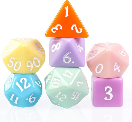 Afbeelding van het spel Genvi Dobbelstenen Set Pastel | Pastel gekleurde Dice Set voor D&D