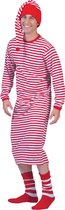 Funny Fashion - Clown & Nar Kostuum - Lang Lang Streepjes Shirt Dorus Clown Kostuum - rood - Maat 48-50 - Carnavalskleding - Verkleedkleding