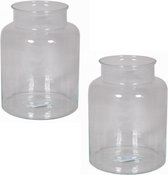 Set de 2x vase / vases bidon à lait en verre 8 litres à col étroit 19 x 25 cm - Vases à fleurs en verre
