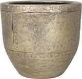 Bloempot/plantenpot van keramiek in het industrieel goud D23 en H21 cm - Binnen gebruik - Romeinse stijl