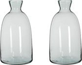 2x Fles vazen Florine 22 x 44 cm transparant gerecycled glas - Home Deco vazen - Woonaccessoires