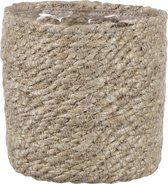 Mica Decorations Plantenpot - rotan - bruin - plantenmand - H12xD12 cm - naturel pot mand van gedraaid jute/riet - plastic binnenkant